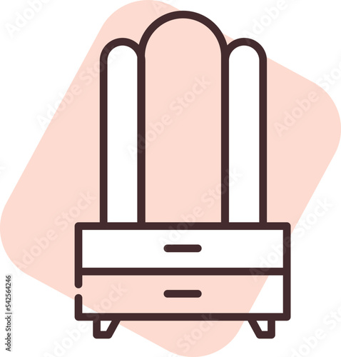 Furniture dresser, icon, vector on white background.