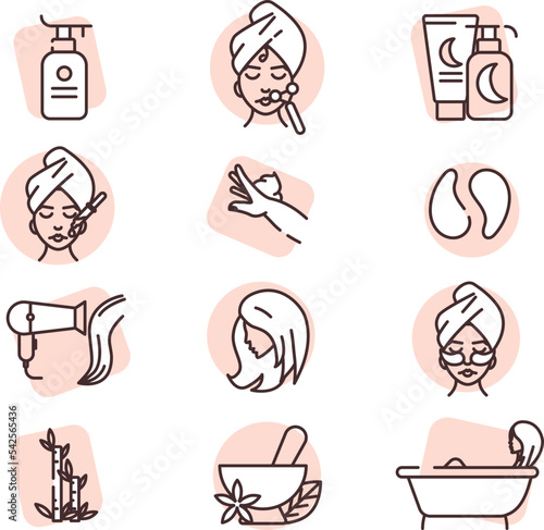 Body treatment icon set, icon, vector on white background.