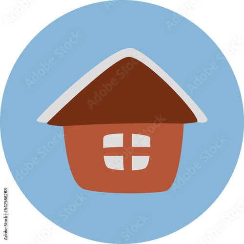 Rural life house, icon, vector on white background.