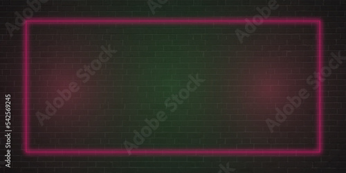 Black brick wall with colorful neon effect texture background