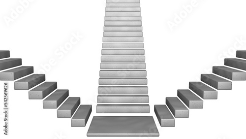 Stairs with smooth surface texture. Front view. 3d render illustration