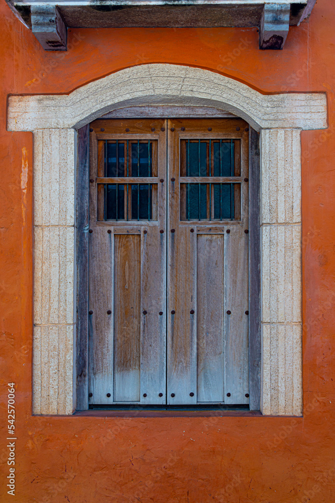 Ancient window at the friars street, in Valladolid, Yucatan