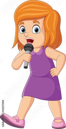 Cute little girl singing with the mic