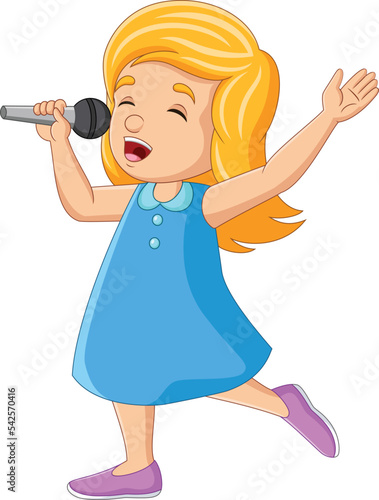 Cute little girl singing with the mic