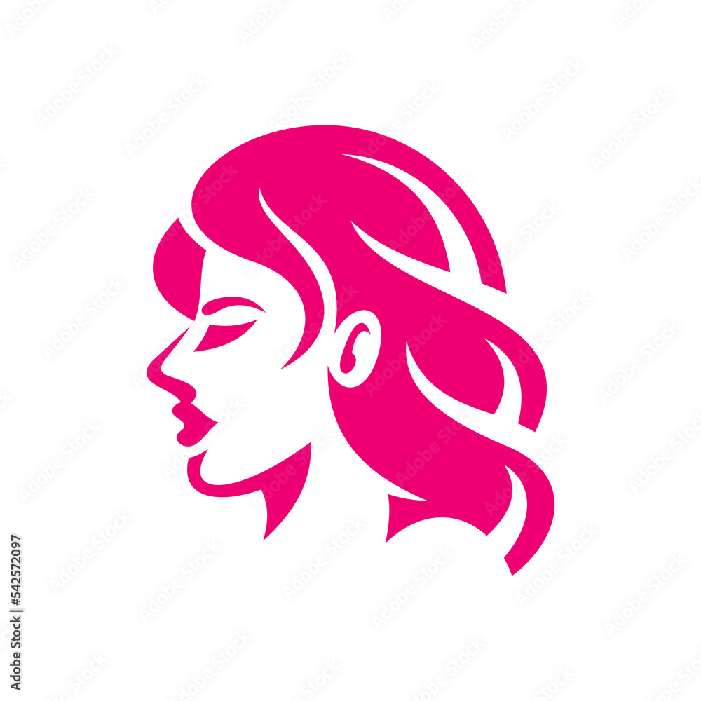 Beauty woman head silhouette logo. Woman face, hair vector icon Beauty woman head silhouette logo. Woman face, hair vector icon