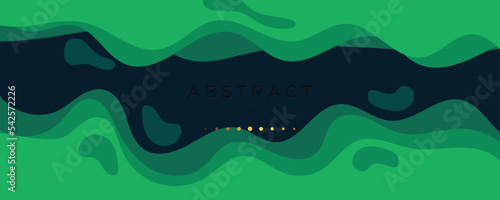 Modern dark green wave liquid scratch dimension overlap layered 3d texture background with paper cut style. Design for business and nature concept. Space for paste text. Vector illustration 
