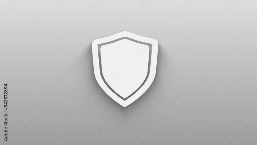 shield icon isolated on grey background. shadow on background move. 4K Video motion graphic animation shield icon isolated on grey background. shadow on background move. 4K Video motion graphic animation