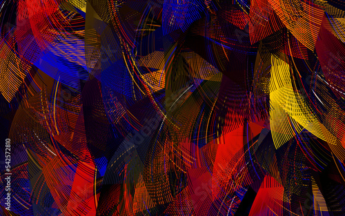 Dark Multicolor vector background with wry lines.