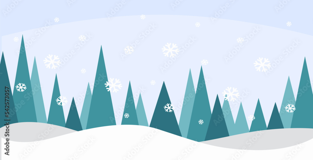 Winter simple light blue with snowflakes background vector illustration.