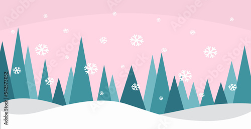 Winter simple light pink with snowflakes background vector illustration.