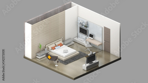 Fototapeta Naklejka Na Ścianę i Meble -  Isometric view of a living room,residential area, 3d rendering.