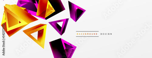 3d triangle abstract background. Basic shape technology or business concept composition. Trendy techno business template for wallpaper, banner, background or landing