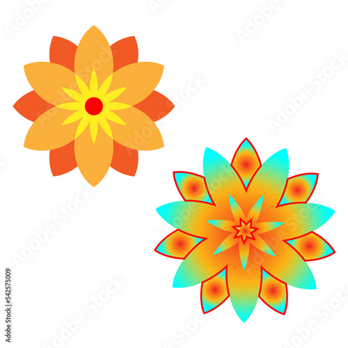 Orange flowers in cartoon style. Mother nature. Nature spring motif. Vector illustration. stock image.