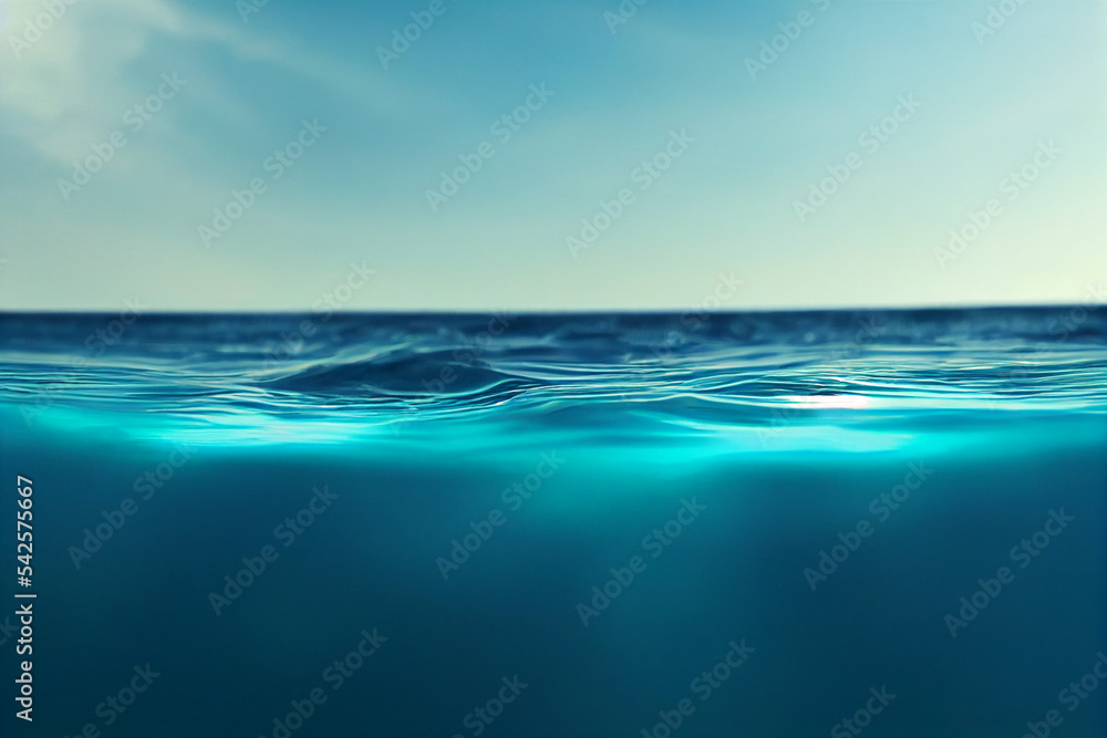 Closeup​ blur​ abstract​ of​ surface​ blue​ water​ for​ background. Reflection​ on​ surface​ blue​ water​ in​ the​ sea. reflection from water. illustration