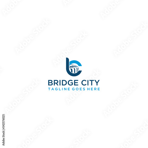BC letter initial bridge logo design