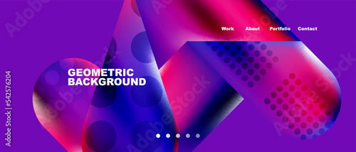 Glassmorphism landing page background template. Colorful glass shapes with metallic effect abstract composition for wallpaper, banner, background
