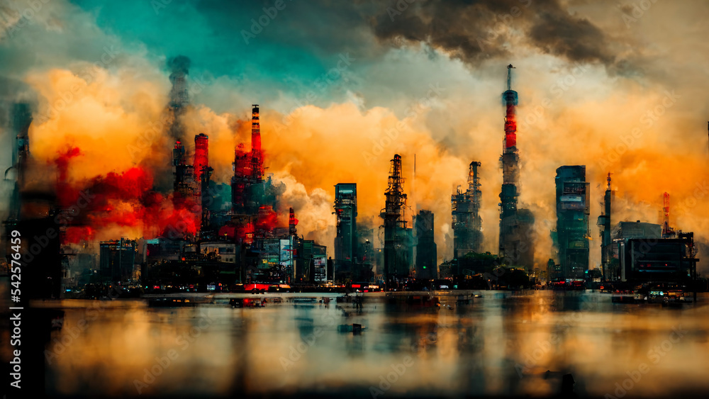 global crisis city skyscrapers background. Financial crisis and recession concept global crisis city skyscrapers background. Financial crisis and recession concept