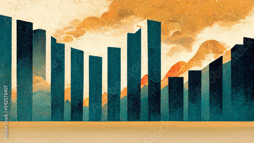 abstract virtual global crisis chart on fire smoke war background. Financial crisis and recession concept. illustration photo