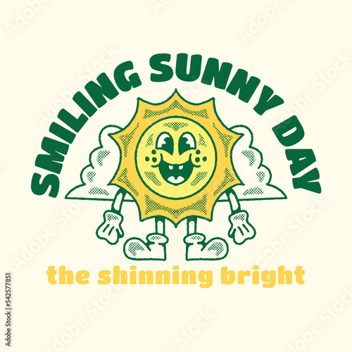 Retro Mascot Vintage Sunny Smiling Character Illustration