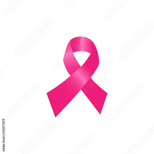 Breast cancer pink awareness ribbon isolated white background 