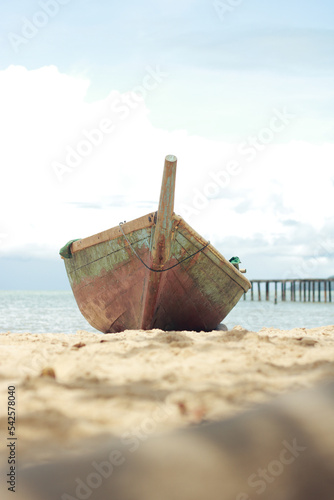 wooden boat by the beach with great view