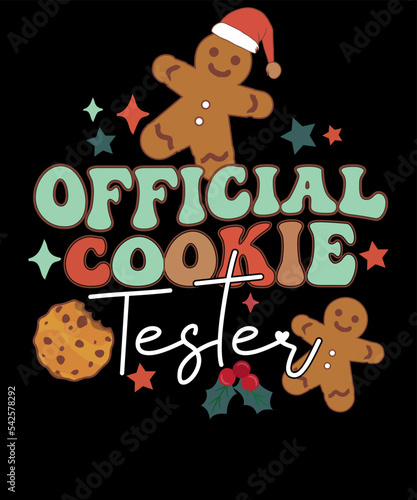 Official Cookie Tester Baker Retro Couple Matching Family Christmas Bake Tester T Shirt Design