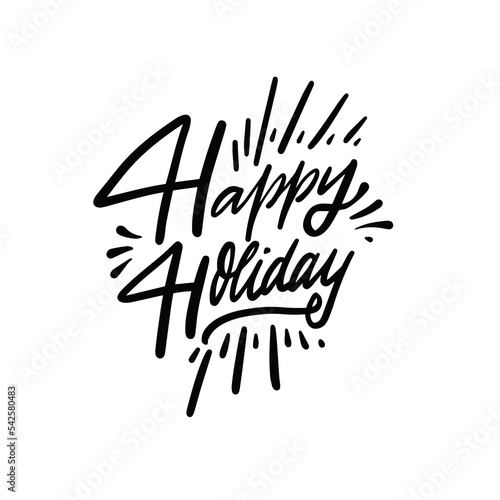 Wallpaper Mural Happy holiday black color modern brush calligraphy phrase. Torontodigital.ca