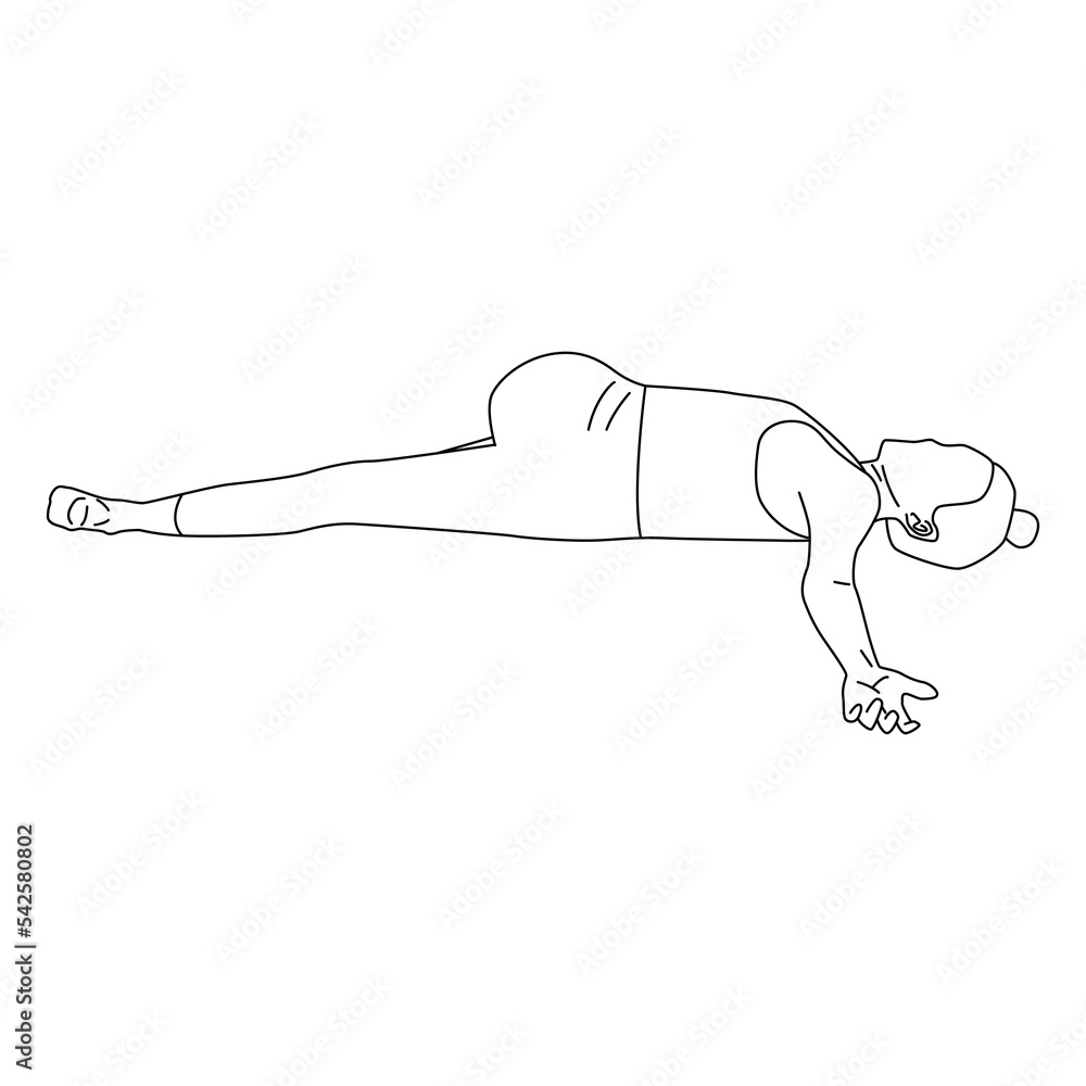 Line art of woman doing yoga in reclined spinal twist pose vector. Line art of woman doing yoga in reclined spinal twist pose vector.