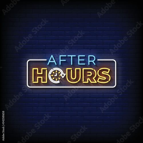 Neon Sign after hours with brick wall background vector
