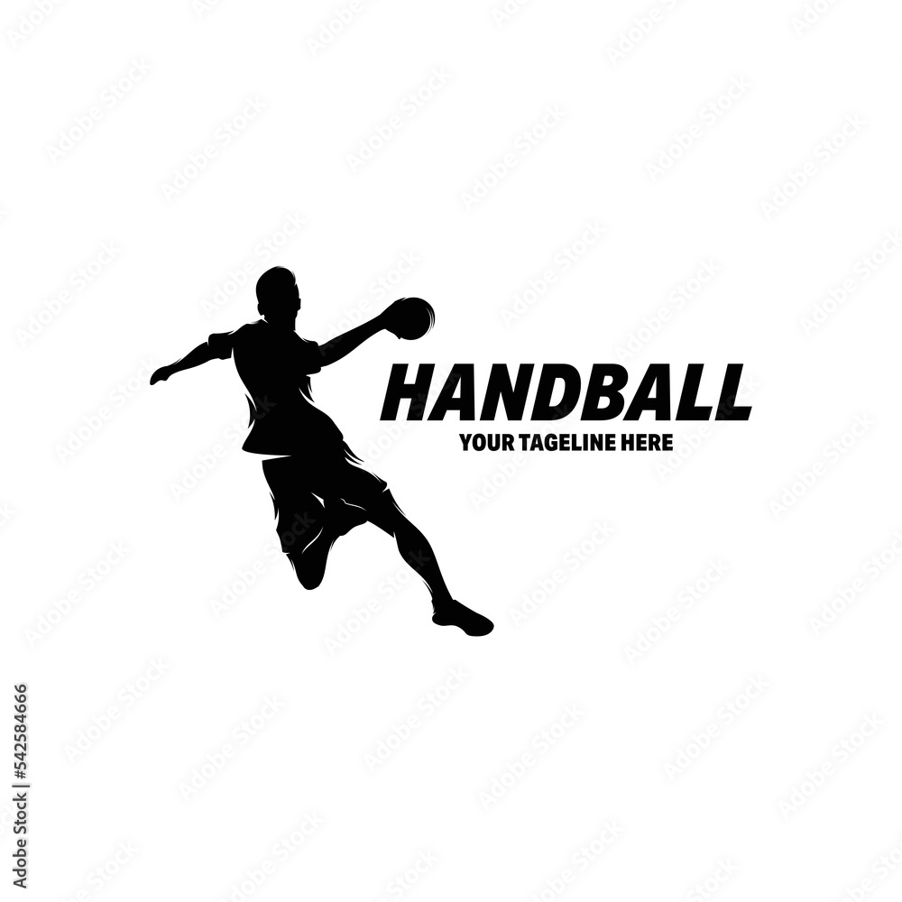 Silhouette of handball player logo design template