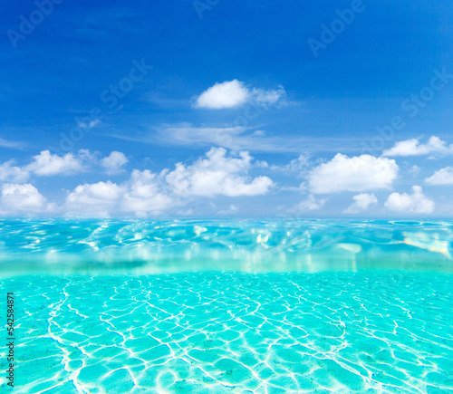  tropical beach in Maldives and blue lagoon © Pakhnyushchyy