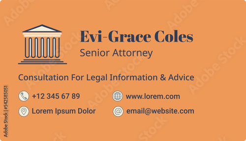 Senior attorney business card with contact info