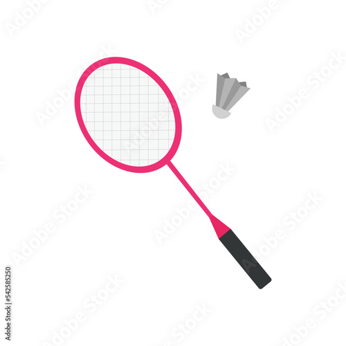 Shuttlecock and rackets vector isolated on white background. 
