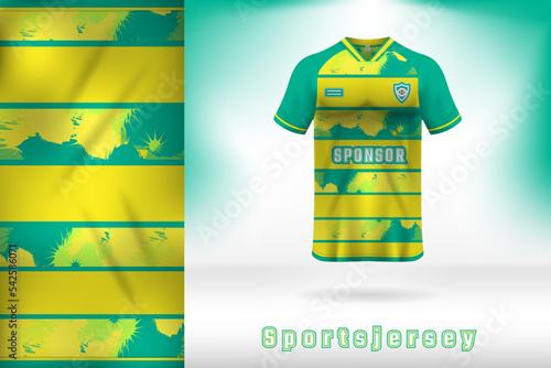 Natural yellow green color sports jersey template design