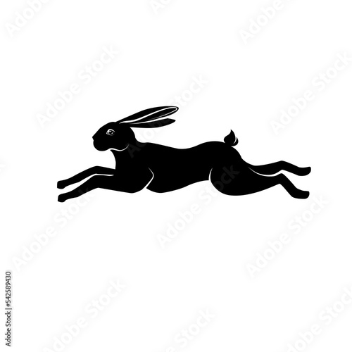 Rabbit running silhouette, hare silhouettefor cutting, symbol of Christmas according to the Chinese calendar.