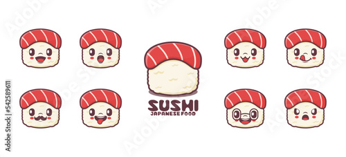 sushi cartoon. japanese food vector illustration