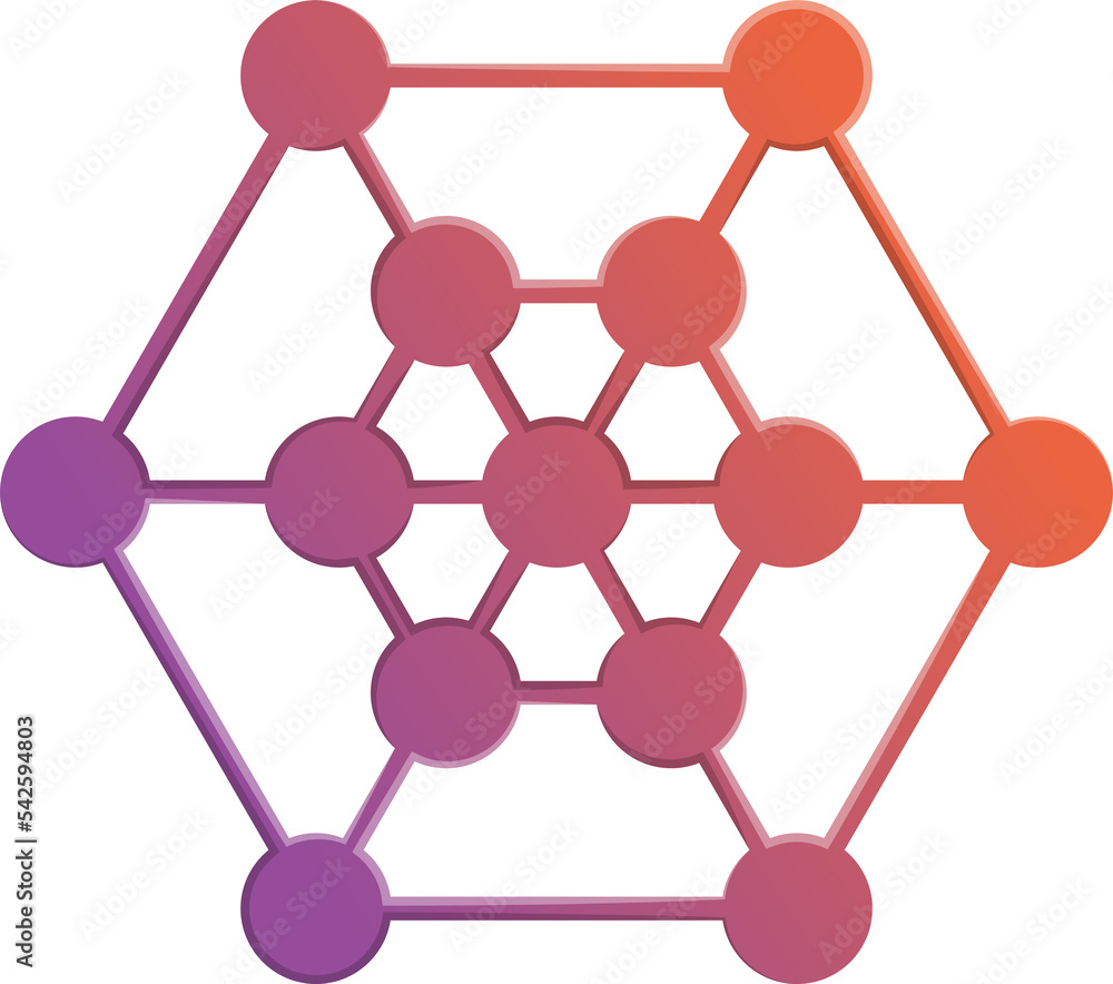 Abstract hexagon logo and connection illustration in trendy and minimal style Abstract hexagon logo and connection illustration in trendy and minimal style