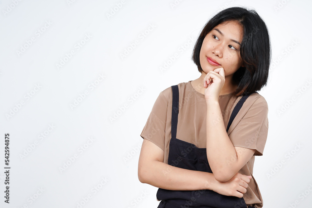 Thinking and Curious gesture of Beautiful Asian Woman Isolated On White Background Thinking and Curious gesture of Beautiful Asian Woman Isolated On White Background