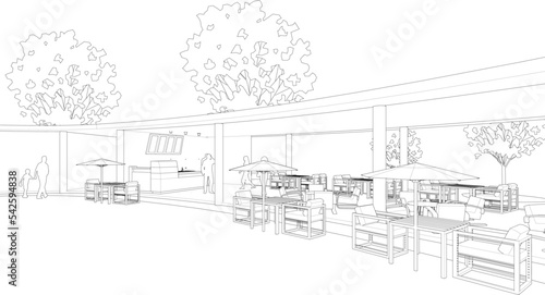 3D illustration of coffee shop