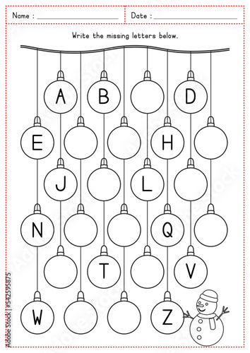 Christmas Theme Printable - Missing Letters