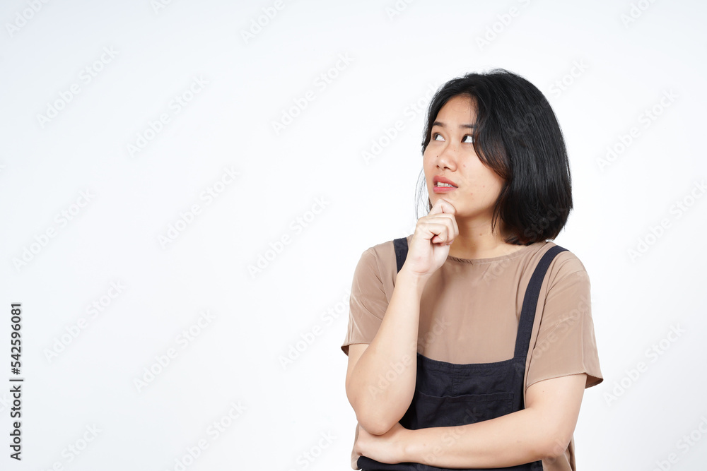 Thinking and Curious gesture of Beautiful Asian Woman Isolated On White Background Thinking and Curious gesture of Beautiful Asian Woman Isolated On White Background