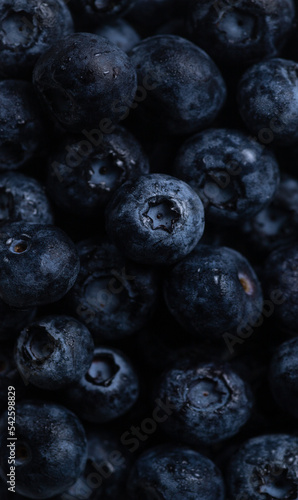 Macro blueberry berries. The background of blueberries is close