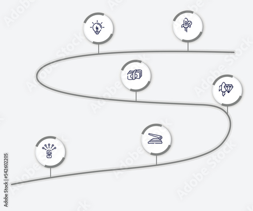 infographic element with business and financial outline icons. included difference, intranet, penalty, facilities, hierarchy structure, stack vector.