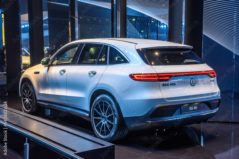 FRANKFURT GERMANY SEPT 2019 white MERCEDES BENZ EQC 400 N293