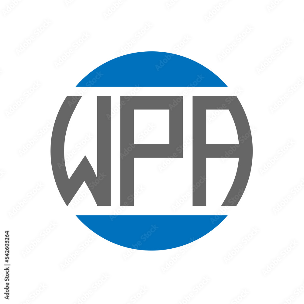 WPA letter logo design on white background. WPA creative initials circle logo concept. WPA letter design. WPA letter logo design on white background. WPA creative initials circle logo concept. WPA letter design.