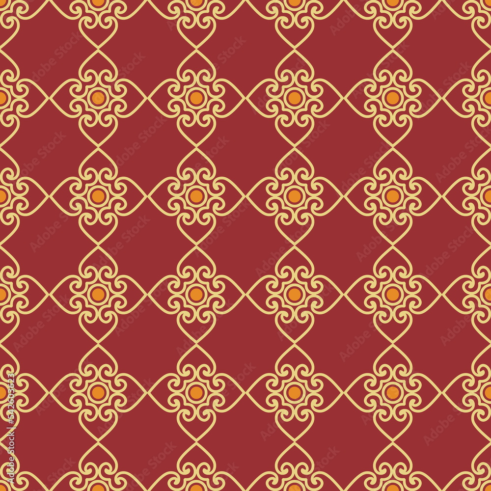 Fototapeta premium Retro vintage Chinese traditional pattern seamless background spiral curve round cross frame line
