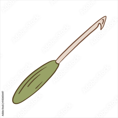 Vector illustration colored in doodle style crochet hook for knitting handwork