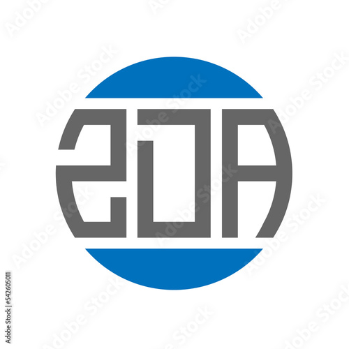 ZDA letter logo design on white background. ZDA creative initials circle logo concept. ZDA letter design.
