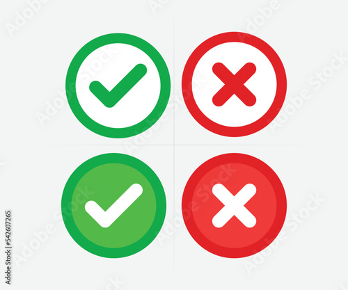 Free Download Green Round check and Red cross sign vector Shapes design - GFXLoad