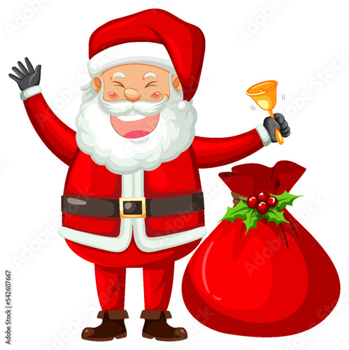 Happy Santa Claus with gift bag